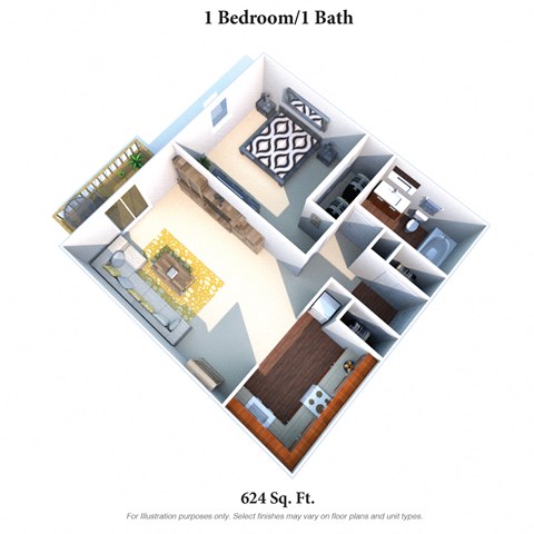 1 Bedroom 1 Bath Floor Plan at The Wynds, Kettering, OH